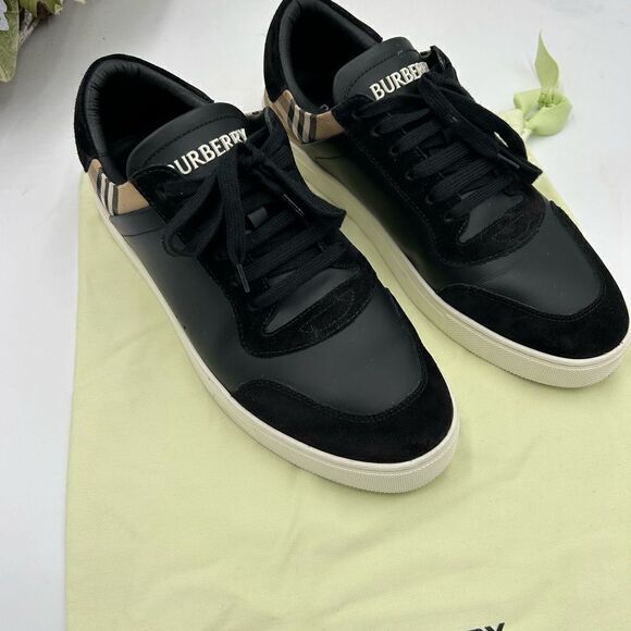 Men’s Burberry leather/suede check sneakers size 42 made in Italy - Picture 1 of 11